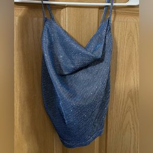 NWT CIDER Glitter Cowl Neck Tank Top